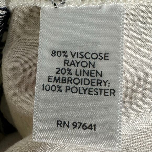 J Jill Top Womens Medium Cream Floral Embroidered Linen Tunic Lightweight Spring - Picture 7 of 12